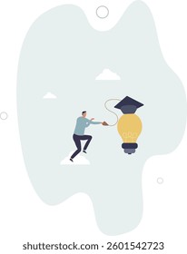 Education or academic help create business idea, skill and knowledge empower creativity concept,flat character life .