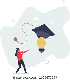 Education or academic help create business idea, skill and knowledge empower creativity concept.flat character life .