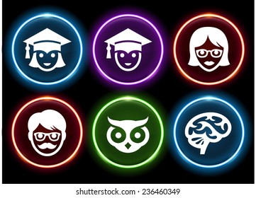 Education and Academic Professionals on Glow Round Buttons