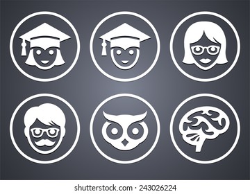 Education and Academic Professionals on Grey Round Buttons