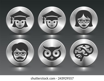 Education and Academic Professionals on Silver Round Buttons