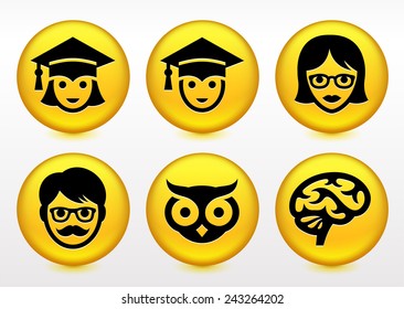 Education and Academic Professionals on Yellow Round Buttons