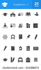 Education, Academics and Science icon set. Suitable for use on web apps, mobile apps, and print media.