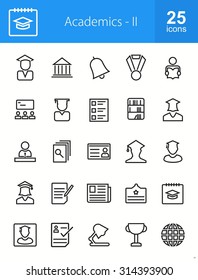 Education, Academics and Science icon set. Suitable for use on web apps, mobile apps, and print media.