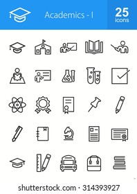 Education, Academics and Science icon set. Suitable for use on web apps, mobile apps, and print media.