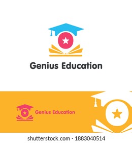 Education and academy letter O logo concept with opened book, star, and graduation cap. Course and training logo style vector template
