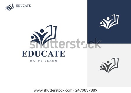education academy logo icon design. people with book graphic ideas for education school vector logo illustration