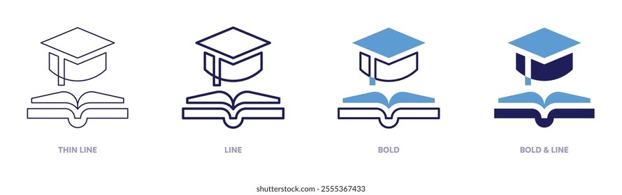 Education access icon in 4 different styles. Thin Line, Line, Bold, and Bold Line. Duotone style. Editable stroke.