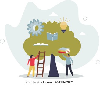 Education and access to resources and book literature.Library as growing knowledge tree for learning, training and personal development. character life .