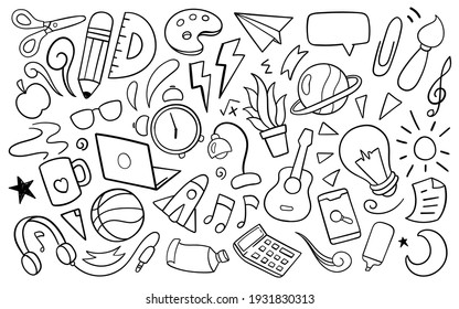 Education accessories doodle. Vector illustration