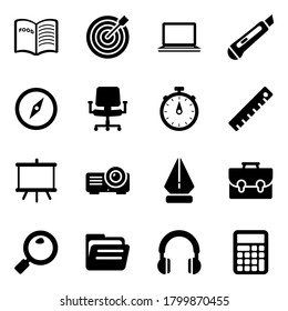 Education Accessories Icons in Modern Solid Style Pack 