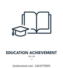 Education Achievement Icon. Knowledge, Graduation, Degree. Editable Stroke. Simple Vector Icon