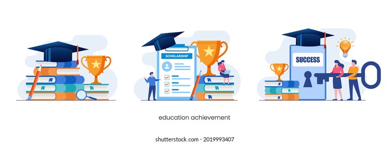 Education Achievement, Learning, Scholarship, Education Concept, Flat Vector Illustration