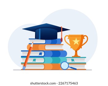 Education achievement, learning, scholarship, education concept, flat vector illustration landing page