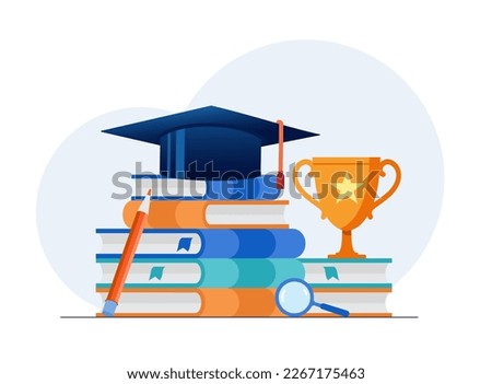 Education achievement, learning, scholarship, education concept, flat vector illustration landing page