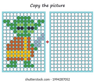 Education Activity Logic Game For Preschool Kids. Copy The Picture. Learning Symmetry For Preschool Children And Kids. Printable Worksheet. Mosaic.