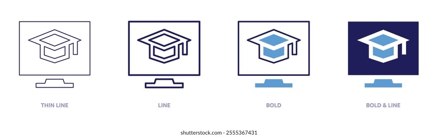 Education administration icon in 4 different styles. Thin Line, Line, Bold, and Bold Line. Duotone style. Editable stroke.