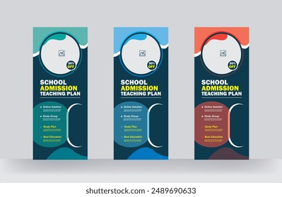 Education admission Roll up university banner design rack card design template 
