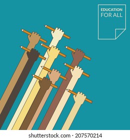 Education for all. Flat design concept for education. Concept for web banners and printed materials.