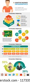 Education and analysis infographic charts set. Percentage and process charts for presentation slide templates. Can be used for annual report, advertising, flyer layout and banner design.