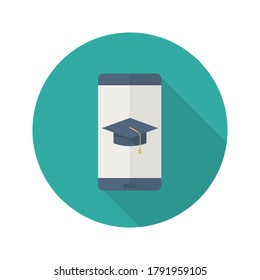 Bildungs-App-Icon mit langem Schatten. Illustration zur Online-Bildung. Vektorgrafik.