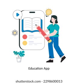 Education App flacher Stil Design Vektorgrafik. Stockillustration