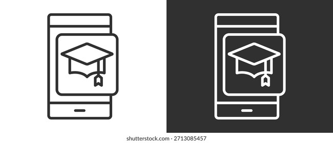 Education App Symbol Set Vektorgrafik-Kollektion einzeln auf Schwarz und Weiß