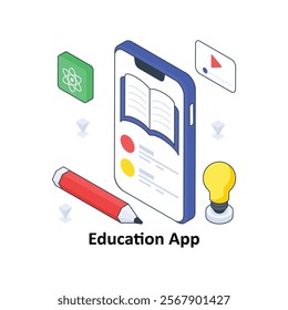 Education App isometric Colored illustration. EPS File stock illustration