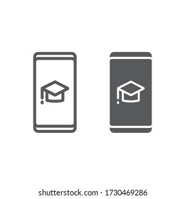 Education app line and glyph icon, education and school, learning app sign vector graphics, a linear icon on a white background, eps 10
