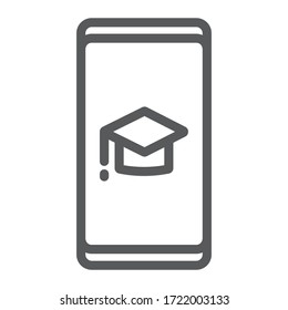 Education app line icon, education and school, learning app sign vector graphics, a linear icon on a white background, eps 10