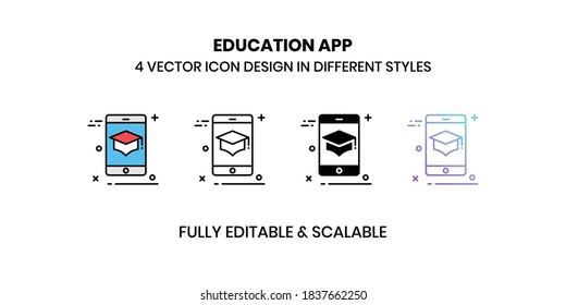 Education App Vector illustration icons in different style
