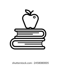 Bildung, Apple on Books - Vektorgrafik Icon	