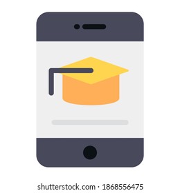 
Education application vector, mortarboard inside mobile 
