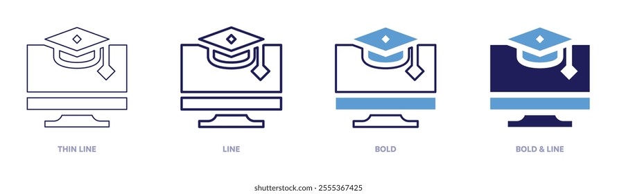 Education applications icon in 4 different styles. Thin Line, Line, Bold, and Bold Line. Duotone style. Editable stroke.