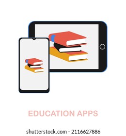 Icono plano de las aplicaciones de educación. Signo de elemento coloreado de la colección de educación en línea. Icono de Aplicaciones de Educación Plana para diseño web, infografía y más.