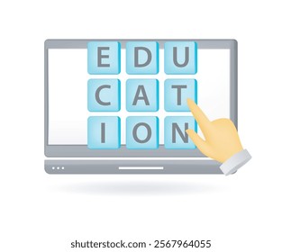 Education apps on laptop concept