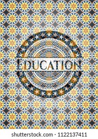 Education arabic badge background. Arabesque decoration.