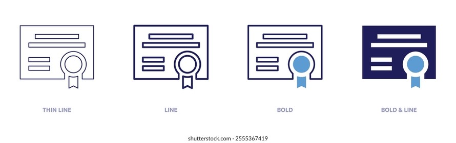 Education articles icon in 4 different styles. Thin Line, Line, Bold, and Bold Line. Duotone style. Editable stroke.