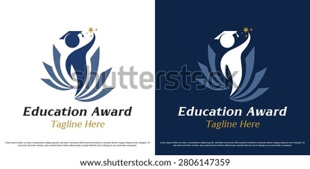 Education award logo design illustration vector. Academic college silhouette. Graduation symbol icon.