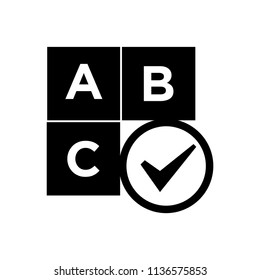 Education A B C check mark icon black