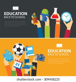 education and back to school banner concept flat design