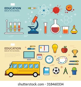 education and back to school banner concept flat design