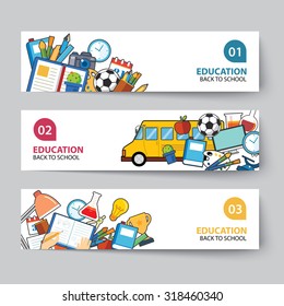 education and back to school banner concept flat design