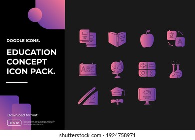 education and back to school concept icon. learning and training class doodle sign symbol. Solid gradient sign symbol vector illustration