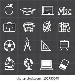 Education back to school icons and black background