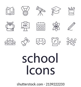 Bildungs- und zurück zur Schule Symbole gesetzt. Bildung und Schulpaket - Symbol für Vektorelemente für Infografik-Web