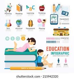 Education Back To School Infographic Template Design . Concept Vector Illustration