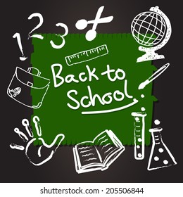 education and back to school, knowledge design icon element collection set written on blackboard background vector