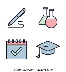 Educación y de vuelta al conjunto de escuelas plantilla de símbolo de icono para la colección de diseño gráfico y web ilustración vectorial