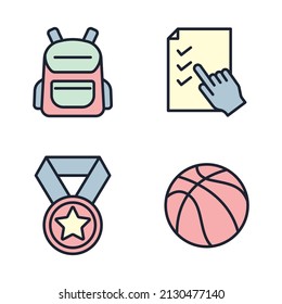 Educación y de vuelta al conjunto de escuelas plantilla de símbolo de icono para la colección de diseño gráfico y web ilustración vectorial